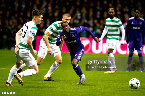 Henry Onyekuru forward of RSC Anderlecht during the Champions League Group B match between Celtic FC and Rsc Anderlecht on December 05, 2017 in...