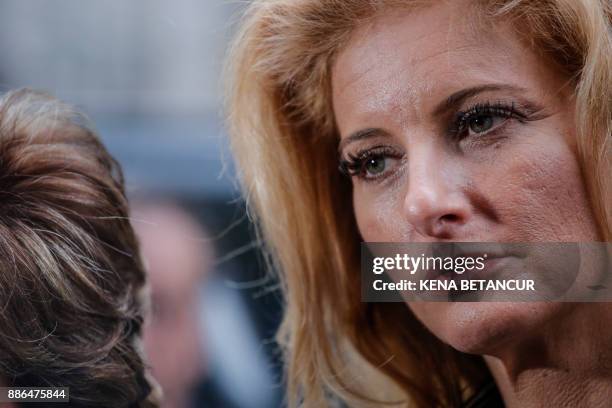 Summer Zervos a former contestant on The Apprentice" looks on after leaving the New York County Criminal Court on December 5 in New York. Zervos is...