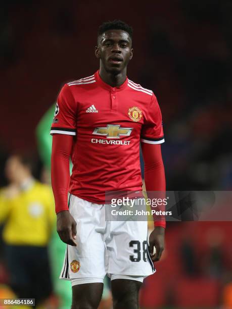 Axel Tuanzebe of Manchester United walks off after the UEFA Champions League group A match between Manchester United and CSKA Moskva at Old Trafford...