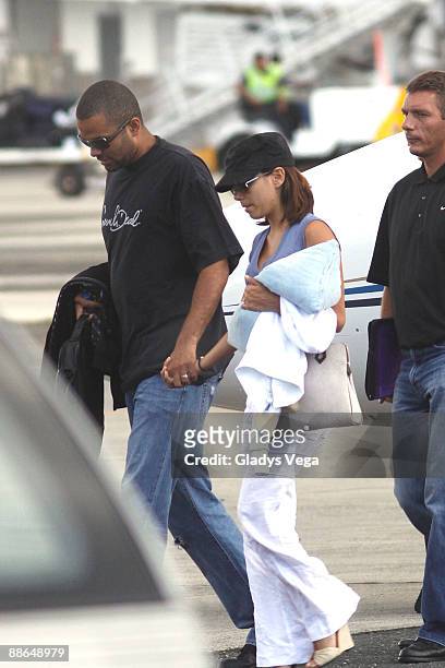 Tony Parker and actress Eva Longoria Parker arrive at Luis Munoz Marin International Airport on June 18, 2009 in San Juan, Puerto Rico.