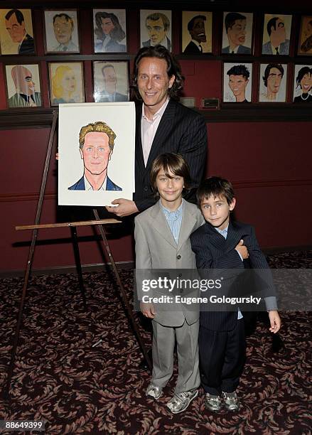 Steven Weber, Jack Weber and Alfie Weber attend Steven Weber's caricature unveiling at Sardi's on June 23, 2009 in New York City.