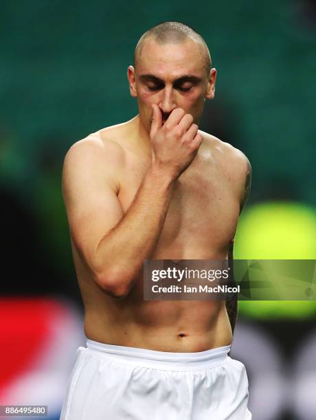 Scott Brown of Celtic looks on during the UEFA Champions League group B match between Celtic FC and RSC Anderlecht at Celtic Park on December 5, 2017...