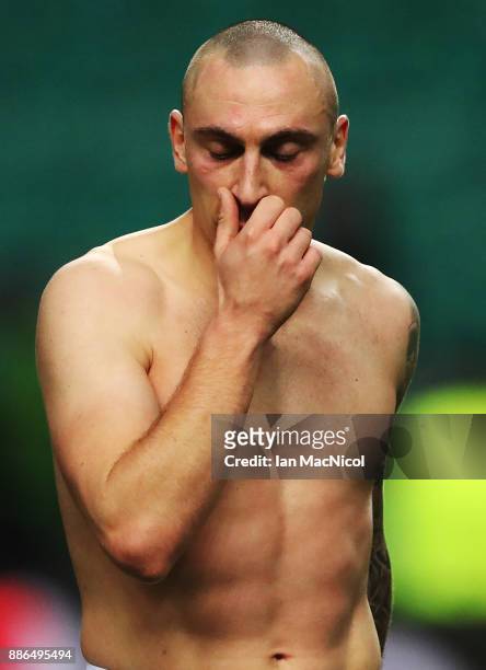 Scott Brown of Celtic looks on during the UEFA Champions League group B match between Celtic FC and RSC Anderlecht at Celtic Park on December 5, 2017...