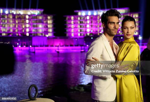 Jon Kortajarena and Bella Hadid attend the Grand Opening of Bulgari Dubai Resort on December 5, 2017 in Dubai, United Arab Emirates.