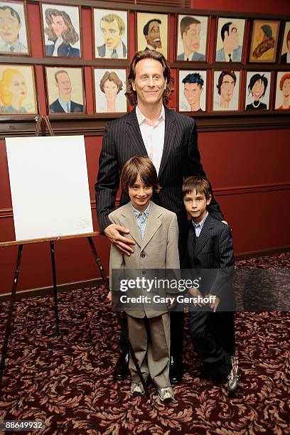 Actor Steven Weber and his sons Jack Weber and Alfie Weber attend his caricature unveiling at Sardi's on June 23, 2009 in New York City.