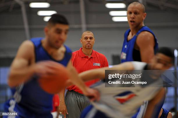 Tracy Murray watches his team play during the NBDL Pre-Draft Camp on June 20, 2009 at Hawthorne Athletic Exchange in Hawthorne, California. NOTE TO...