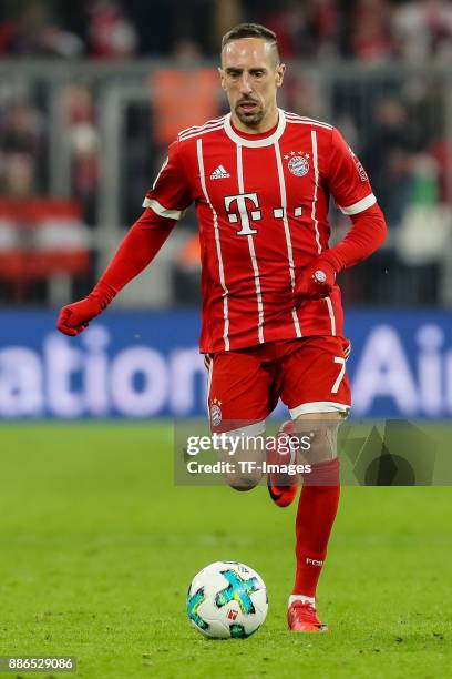 Franck Ribery of Bayern Muenchen controls the ball during the Bundesliga match between FC Bayern Muenchen and Hannover 96 at Allianz Arena on...