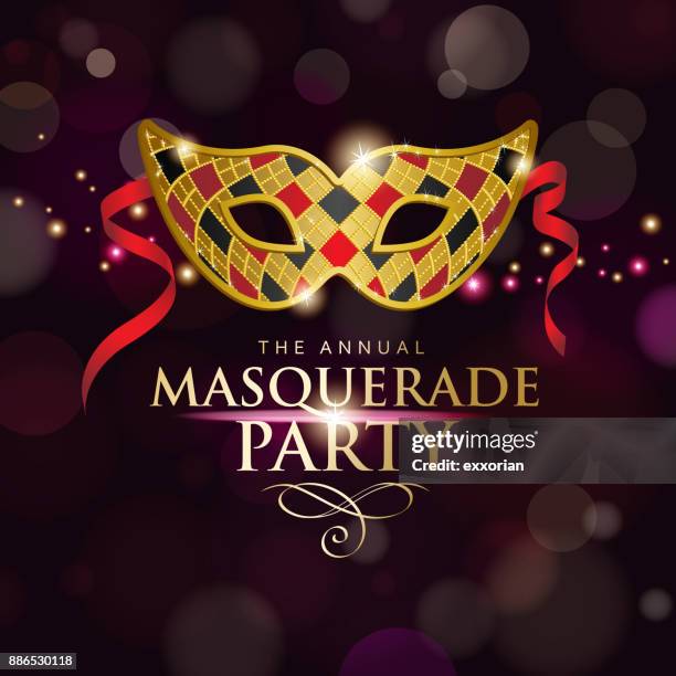 masquerade party invitations - mardi gras mask stock illustrations