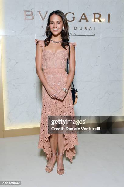 Alicia Vikander attends Grand Opening Bulgari Dubai Resort on December 5, 2017 in Dubai, United Arab Emirates.