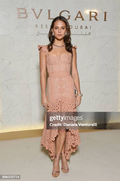 Alicia Vikander attends Grand Opening Bulgari Dubai Resort on December 5, 2017 in Dubai, United Arab Emirates.