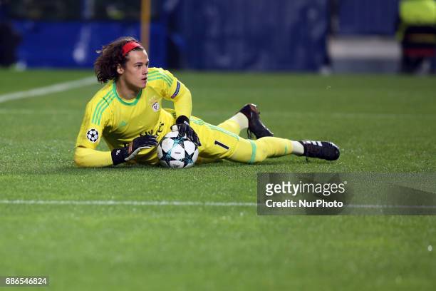Benfica's Belgian goalkeeper Mile Svilar in action during the UEFA Champions League Group A football match between SL Benfica and FC Basel at the Luz...