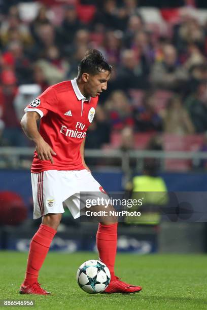 Benfica's Portuguese midfielder Joao Carvalho in action during the UEFA Champions League Group A football match between SL Benfica and FC Basel at...