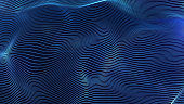 Futuristic blue glowing lines particles wave abstract background