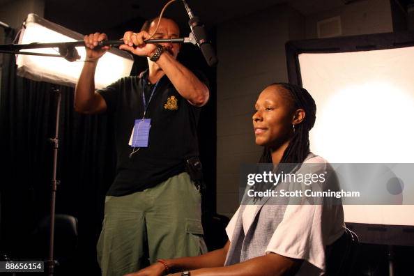 Chabiwque Chamique Holdsclaw of the Atlanta Dream is interviewed at Philips ...