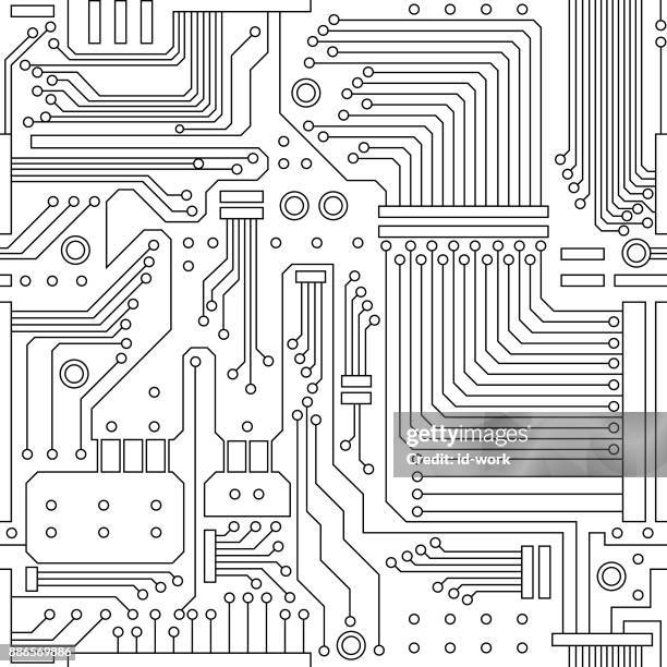 illustrations, cliparts, dessins animés et icônes de circuit intégré motif sans couture. - pcb clip art