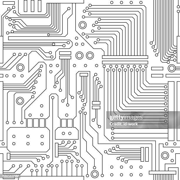 circuit board seamless pattern - mother board stock illustrations