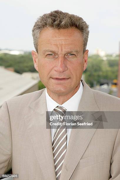 Dr. Torsten Rossmann poses during a walk through the N24 studio at Potsdamer Platz on June 24, 2009 in Berlin, Germany. The N24 newsroom, which moved...