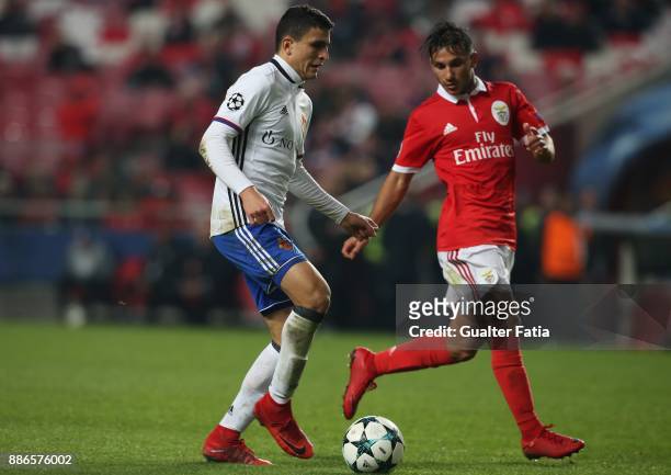 Fc Basel forward Moha Elyounoussi from Norway in action during the UEFA Champions League match between SL Benfica and FC Basel at Estadio da Luz on...