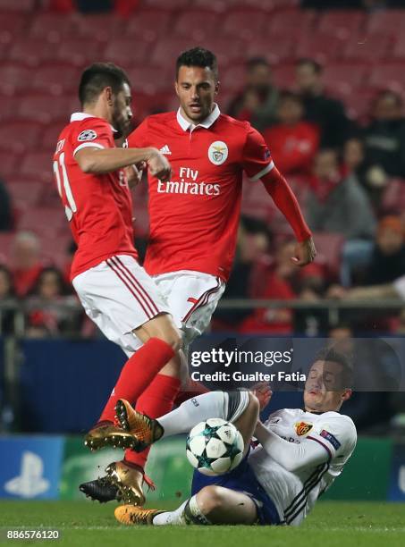 Fc Basel midfielder Taulant Xhaka from Albania in action during the UEFA Champions League match between SL Benfica and FC Basel at Estadio da Luz on...