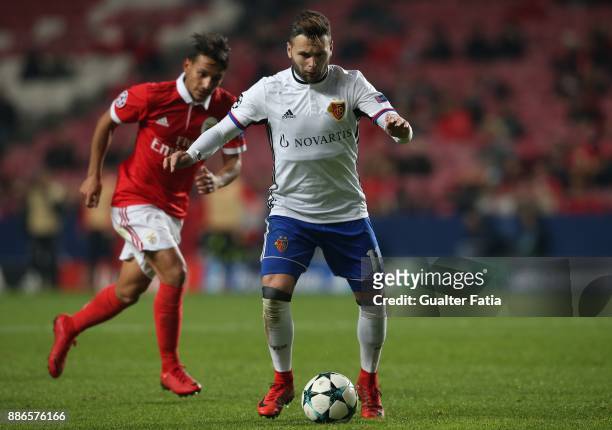Fc Basel forward Renato Steffen from Switzerland in action during the UEFA Champions League match between SL Benfica and FC Basel at Estadio da Luz...