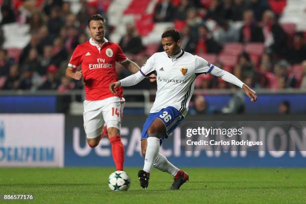 Fc Basel defender Manuel Akanji from Switzerland during SL Benfica v FC Basel - UEFA Champions League round six match at Estadio da Luz on December...