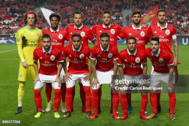 Benfica initial team during SL Benfica v FC Basel - UEFA Champions League round six match at Estadio da Luz on December 05, 2017 in Lisbon, Portugal.