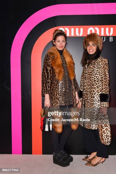 Sara Battaglia and Viviana Volpicella attend Miu Miu Club Milan on December 5, 2017 in Milan, Italy.