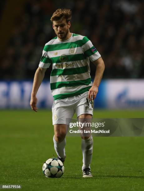 Stuart Armstrong of Celtic is brought down during the UEFA Champions League group B match between Celtic FC and RSC Anderlecht at Celtic Park on...