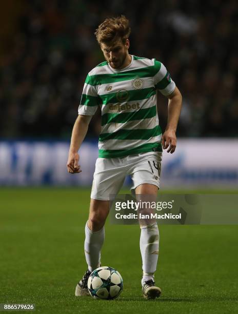 Stuart Armstrong of Celtic is brought down during the UEFA Champions League group B match between Celtic FC and RSC Anderlecht at Celtic Park on...