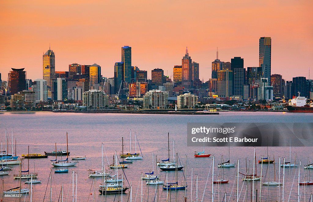 View across Port Phillip Bay towards the city 