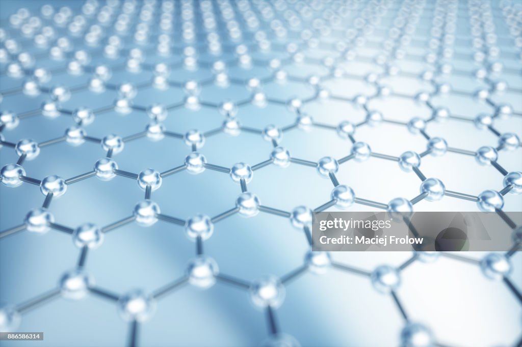 Hexagonal grid pattern of molecular structure of Graphene