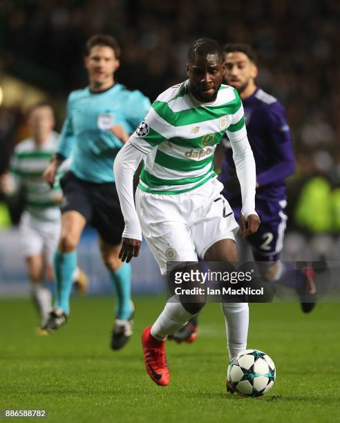 Odsonne Edouard of Celtic controls the ball during the UEFA Champions League group B match between Celtic FC and RSC Anderlecht at Celtic Park on...