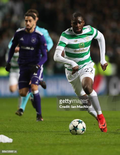 Odsonne Edouard of Celtic controls the ball during the UEFA Champions League group B match between Celtic FC and RSC Anderlecht at Celtic Park on...