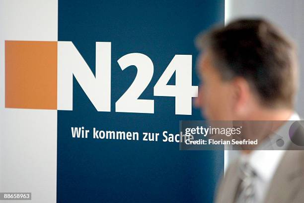 Dr. Torsten Rossmann, CEO of N24, attends a walk through the N24 studio at Potsdamer Platz on June 24, 2009 in Berlin, Germany. The N24 newsroom,...