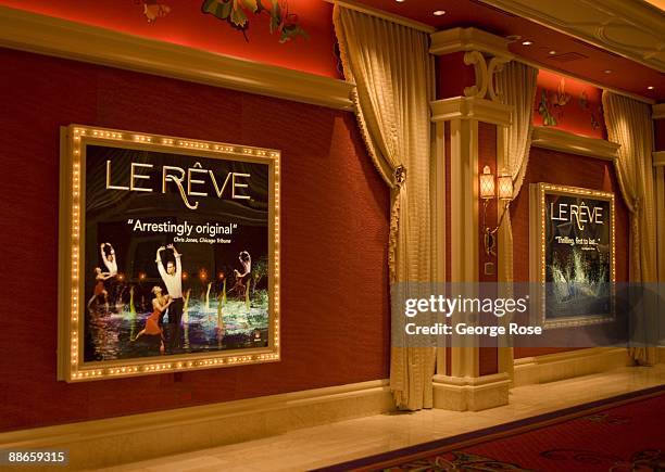 Promotional billboard for a Cirque du Soleil "Le Reve" show at the Wynn Hotel and Casino is seen in this 2009 Las Vegas, Nevada, interior lobby photo.