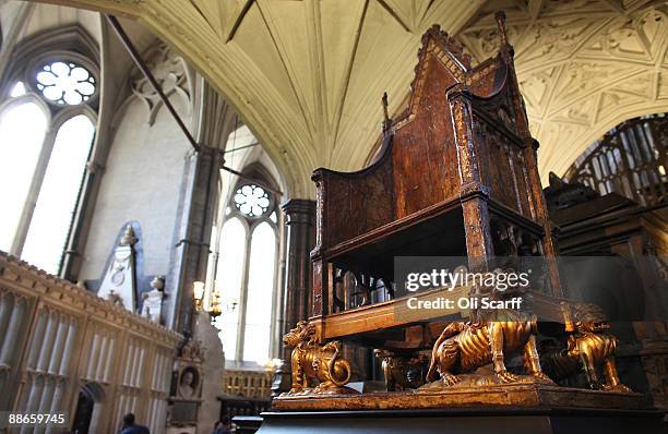 General view of the Coronation Chair in Westminster Abbey on which King Henry VIII was throned in 1509, exactly 500 years to the day on June 24, 2009...