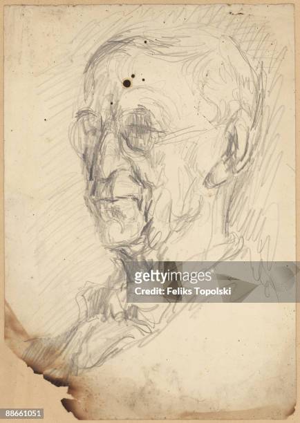 Irish president Eamon de Valera , circa 1960. A sketch by Polish-born British expressionist painter Feliks Topolski.