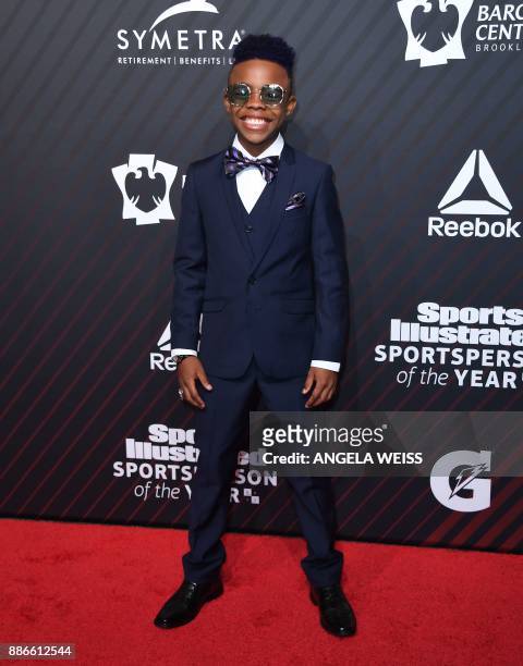 Sports Illustrated Kids SportsKid of the Year Maxwell "Bunchie" Young arrives for the 2017 Sports Illustrated Sportsperson of the Year Award Show on...