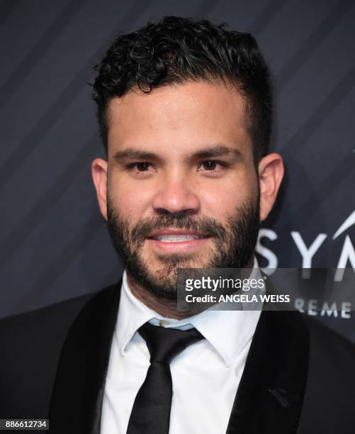 Venezuelan professional baseball player Jose Altuve arrives for the 2017 Sports Illustrated Sportsperson of the Year Award Show on December 5 at...