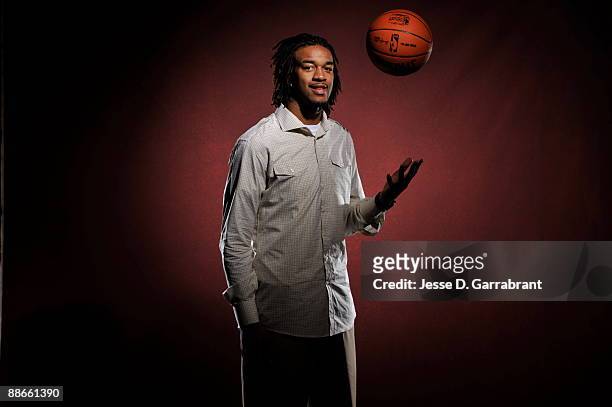 Jordan Hill, NBA Draft Prospect poses for a portrait during media availability for the 2009 NBA Draft at The Westin Hotel in Times Square on June 24,...