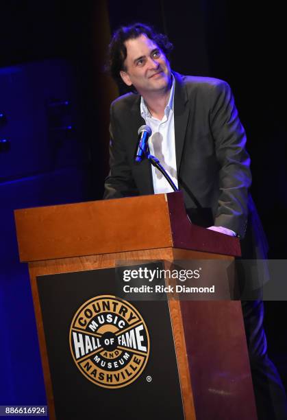 Producer and Writer at the Country Music Hall of Fame and Museum Peter Cooper speaks onstage during the kick off of Jason Isbell's sold out residency...