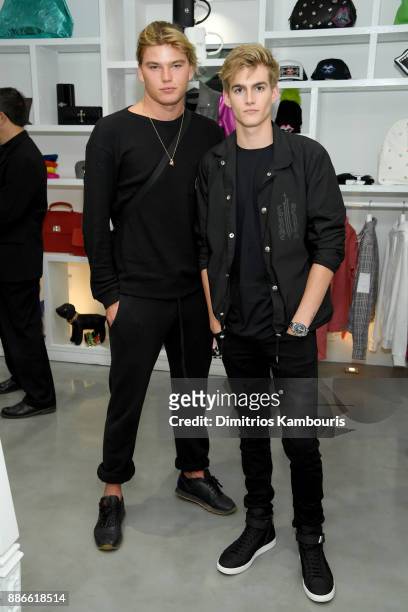 Models Jordan Barrett and Presley Gerber attend the opening of the new Chrome Hearts Gallery & Cafe to celebrate their 3-Year Anniversary in the...