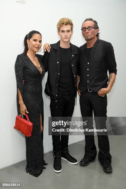 Laurie Lynn Stark, Presley Gerber and Richard Stark attend the opening of the new Chrome Hearts Gallery & Cafe to celebrate their 3-Year Anniversary...