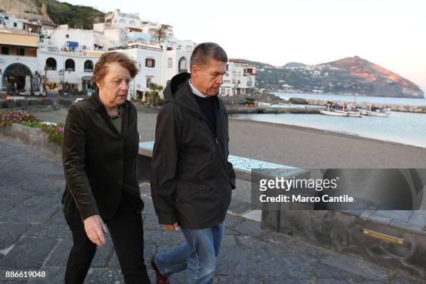 German Chancellor Angela Merkel, with her husband, during the Easter holidays on the island of Ischia.