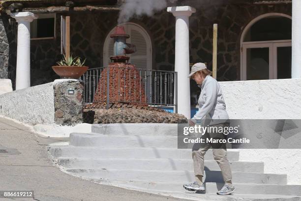 German Chancellor Angela Merkel, near a spa, during the Easter holidays on the island of Ischia.