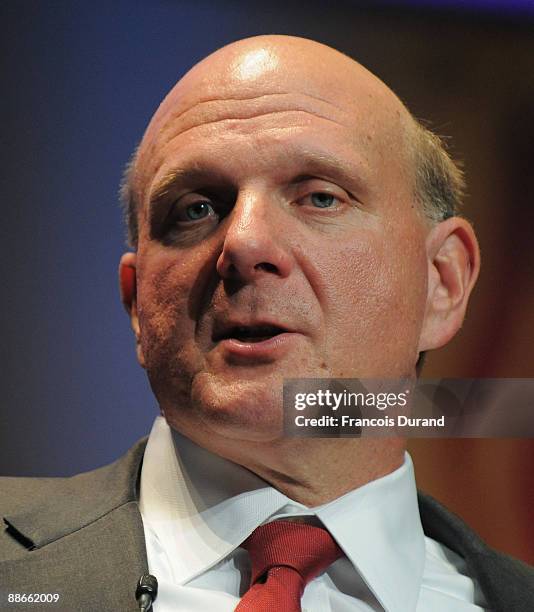 Microsoft CEO Steve Ballmer gives a speech during the Microsoft Advertising Seminar as part of the 56th Cannes Lions International Advertising...