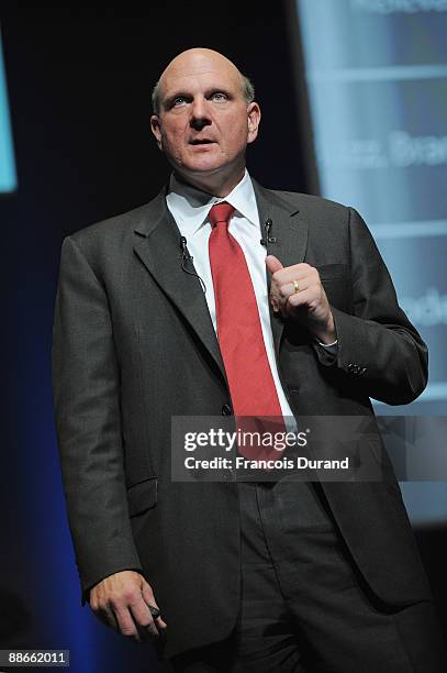 Microsoft CEO Steve Ballmer gives a speech during the Microsoft Advertising Seminar as part of the 56th Cannes Lions International Advertising...