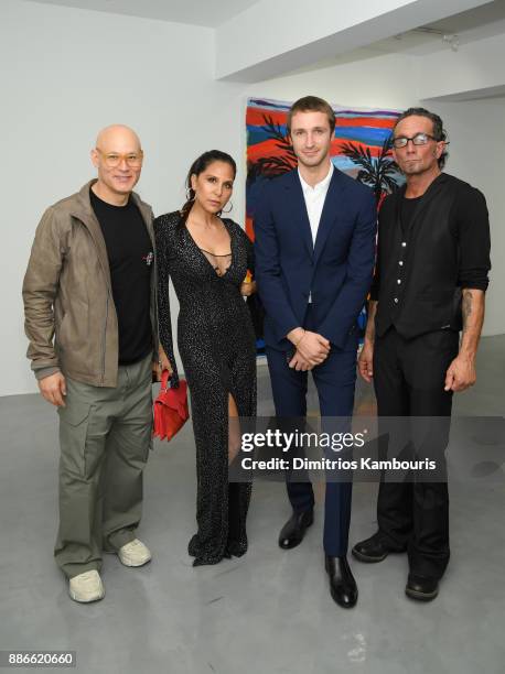 Craig Robbins, Laurie Lynn Stark, Theo Niarchos and Richard Stark attend the opening of the new Chrome Hearts Gallery & Cafe to celebrate their...