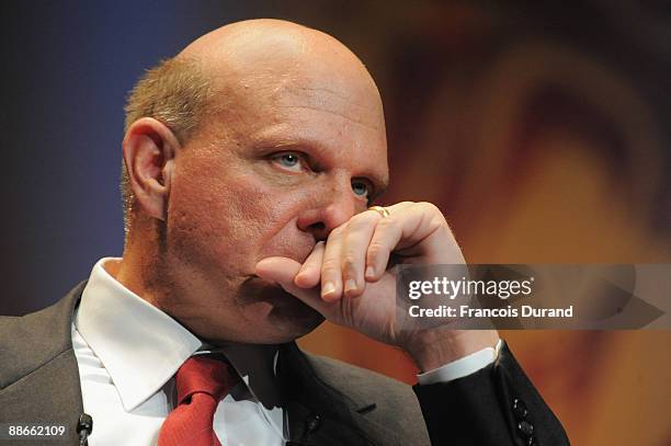 Microsoft CEO Steve Ballmer gives a speech during the Microsoft Advertising Seminar as part of the 56th Cannes Lions International Advertising...