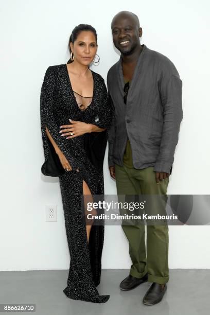 Chrome Hearts co-founder Laurie Lynn Stark and architect David Adjaye attend the opening of the new Chrome Hearts Gallery & Cafe to celebrate their...